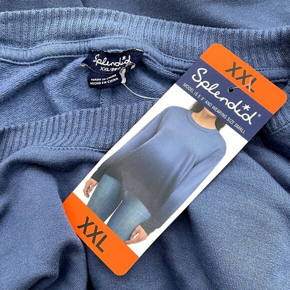 Splendid Top Women XXL Ombre Blue Long Sleeve Stretch Knit Round Neck NEW - Picture 10 of 10